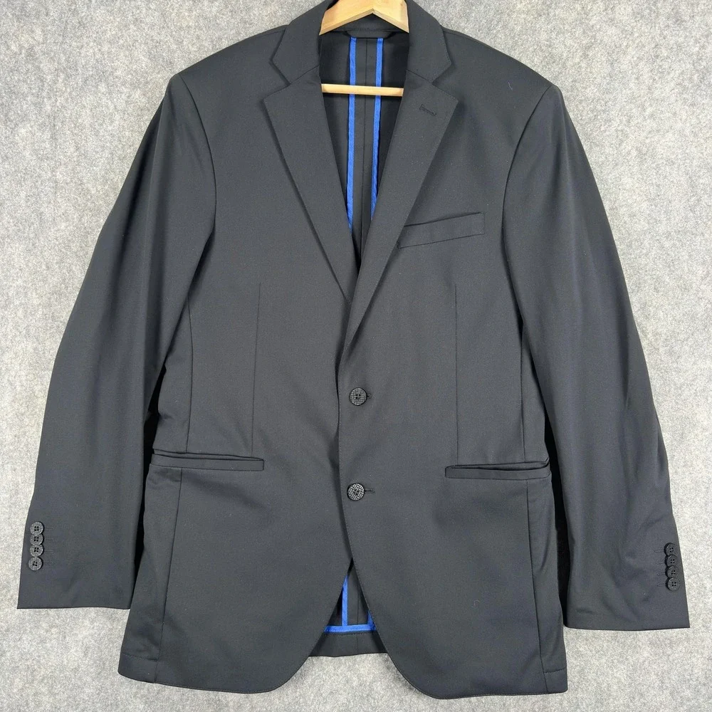 Twillory Suit Jacket Mens 38R Black Stretch Performance Travel Polyester Blazer